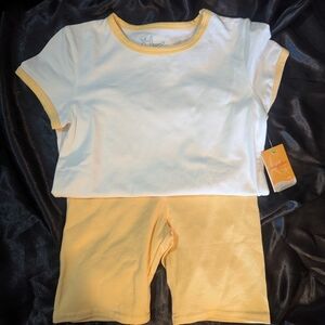 Yellow and White Two-Piece Set